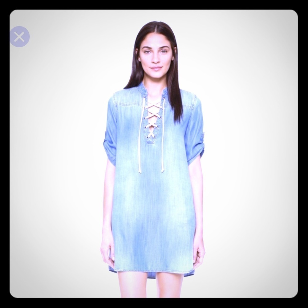 Bella Dahl lace-up short denim dress M 🌟